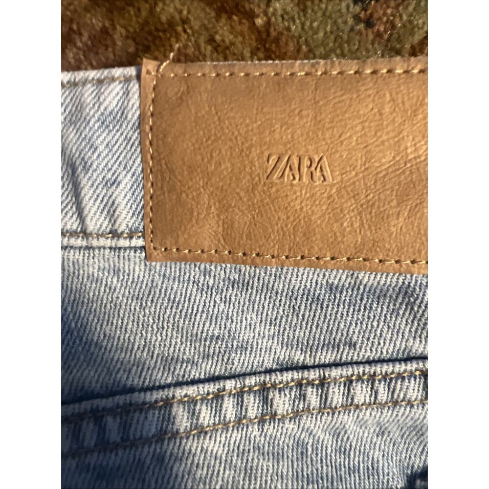 Zara Light Wash Straight Leg Cotton High Rise Jeans Y2K Streetwear Mom Sz 0 - Picture 12 of 13